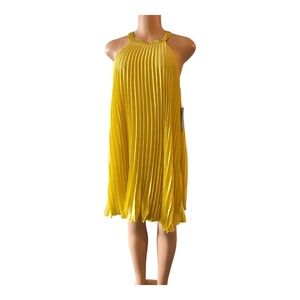 Dress Halter LULUS Women's Mini Yellow Pleated Size Med.